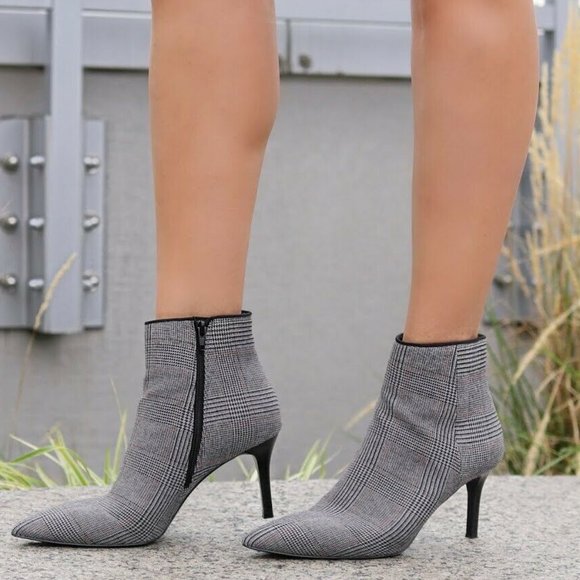 CAbi Shoes - Cabi Dandy Plaid Pointed Toe Ankle Boot H12528 Booties Women's Size 11 H12528